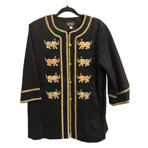Bob Mackie Wearable Art Embroidered Elephant Jacket sz L Animal novelty India Ci